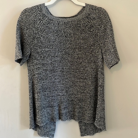 Eileen Fisher Grey Ribbed Knit Split Back Sweater size XXS - Picture 1 of 5